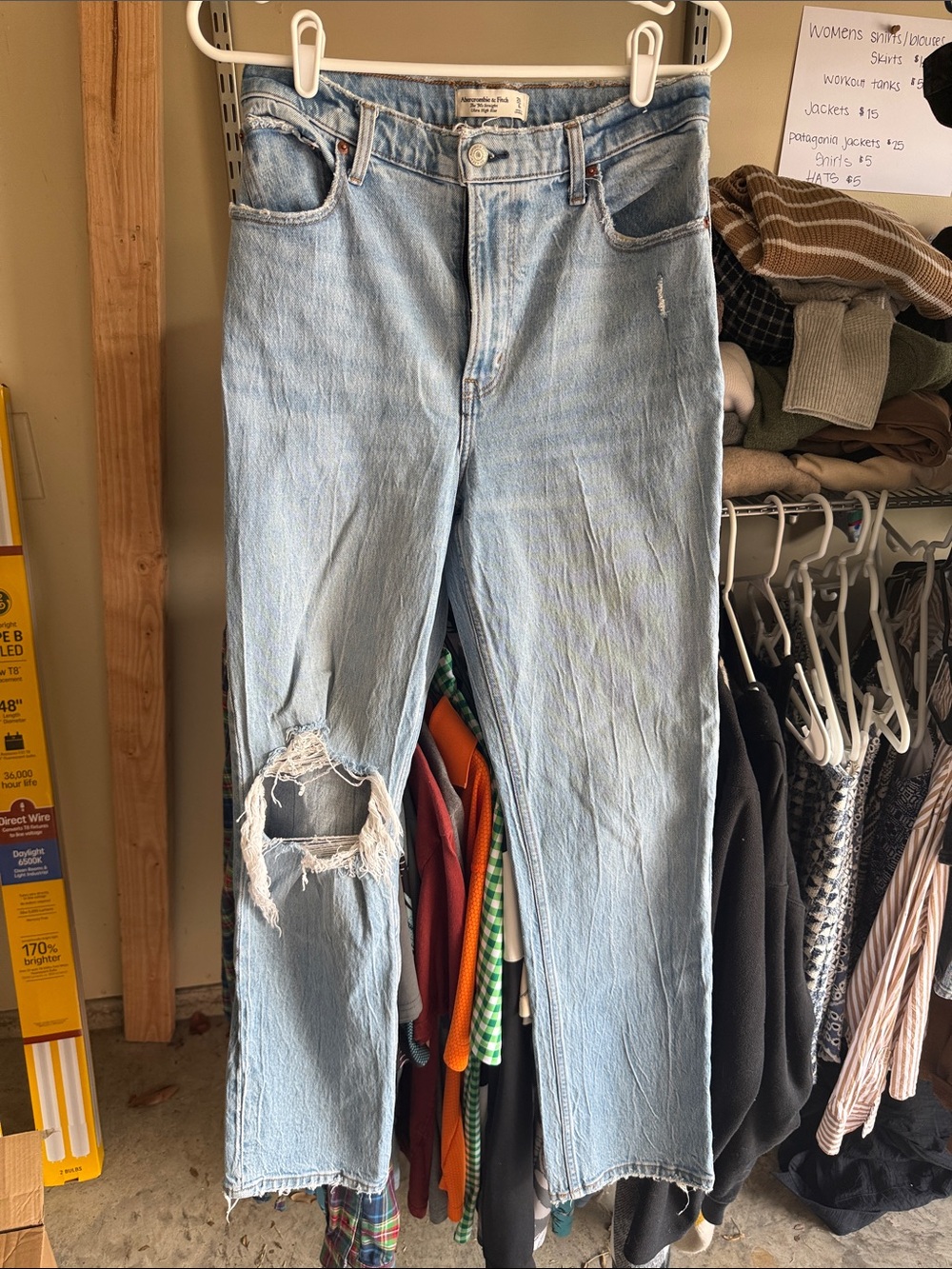 Abercrombie & Fitch Light Blue Distressed Straight Jeans